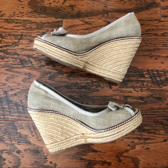 Tory Burch Jackie Peep Toe Espadrille Wedges US8 - Picture 5 of 10